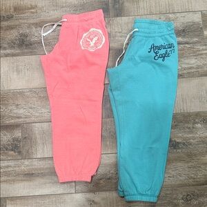 American Eagle Outfitters Coral and Teal Capris
